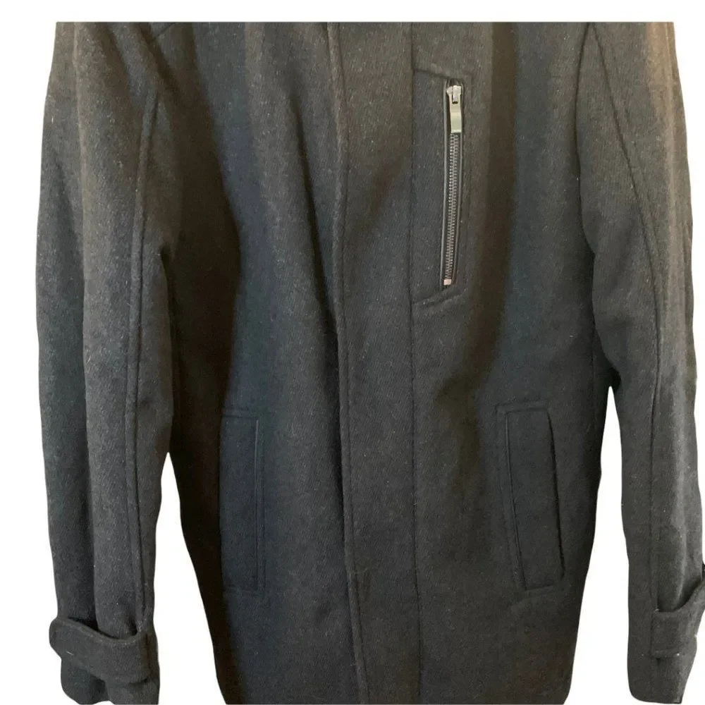 Calvin Klein Men's Dark Charcoal Black Wool Coat Jacket Size Small - Picture 2 of 14